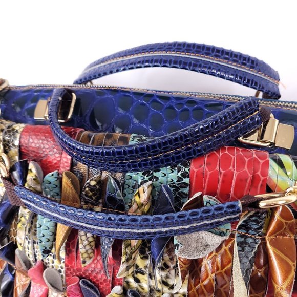 Multi-Colored Faux Leather Snakeskin Pattern Handbag Shoulder Boho Bag Purse - Picture 5 of 16